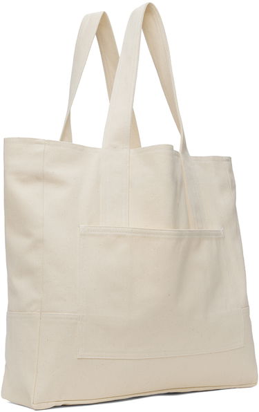 Голяма пазарска чанта Baserange Canvas Tote Bag With Patch Pocket Бежово | ACINB-CO-SU24, 1