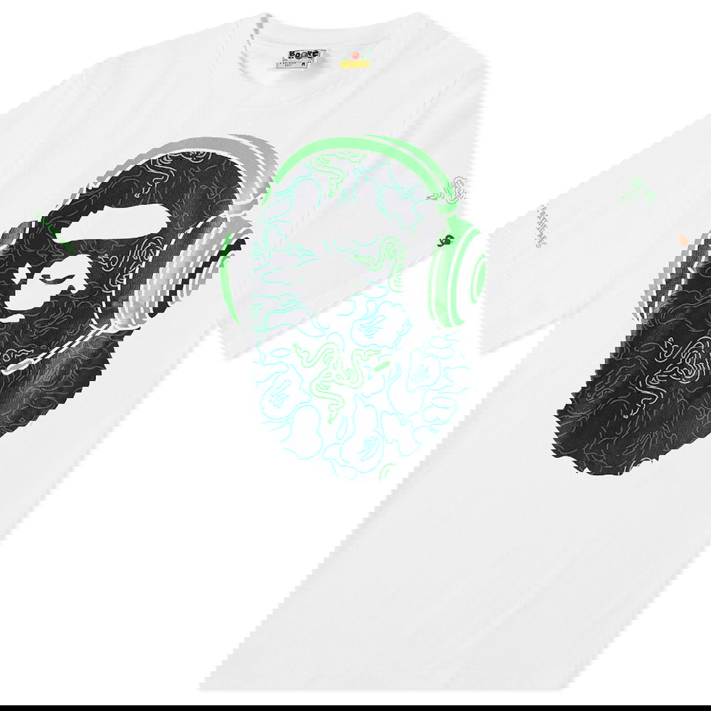 Тениска BAPE x Razer Neon Camo Ape Head Tee Бяло | 001TEI231906C-WHT, 0