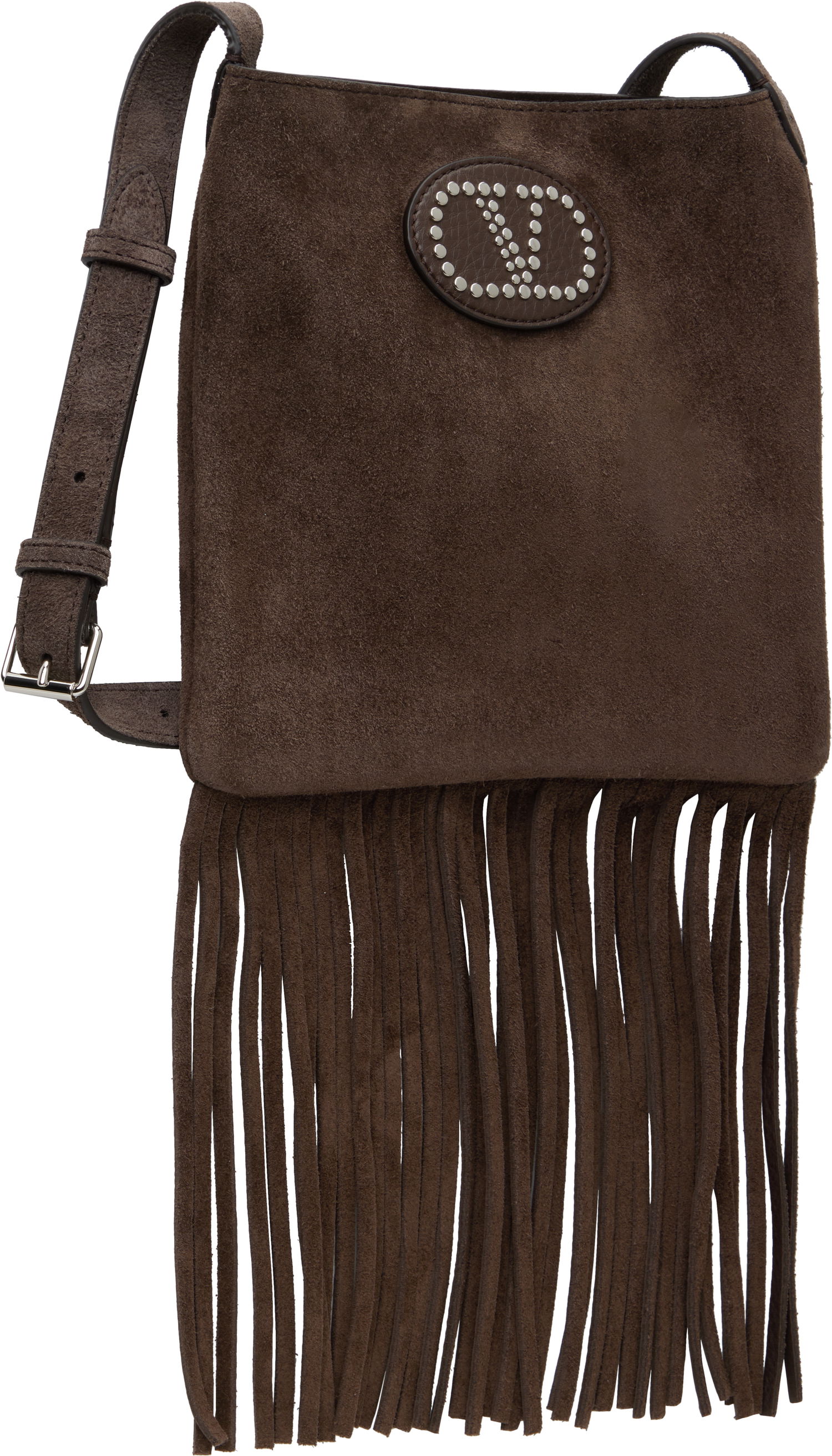 Чанта през рамо Valentino Valentino Garavani Nellcôte Suede Fringe Small Crossbody Bag Кафяво | 6W2B0R30TYW, 1