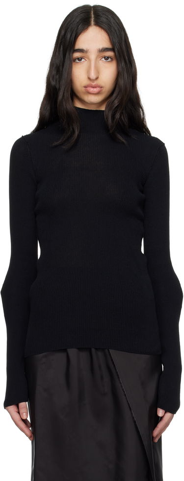 Пуловер Maison Margiela MM6 Maison Margiela Elbow Patch Ribbed Turtleneck Top Черно | S62HA0094 M13126, 0