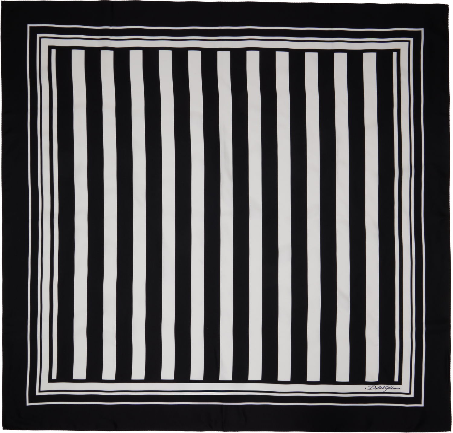 Шал Dolce & Gabbana Dolce&Gabbana Striped-Print Silk Twill Scarf Черно | GQ260EG0WUE, 0