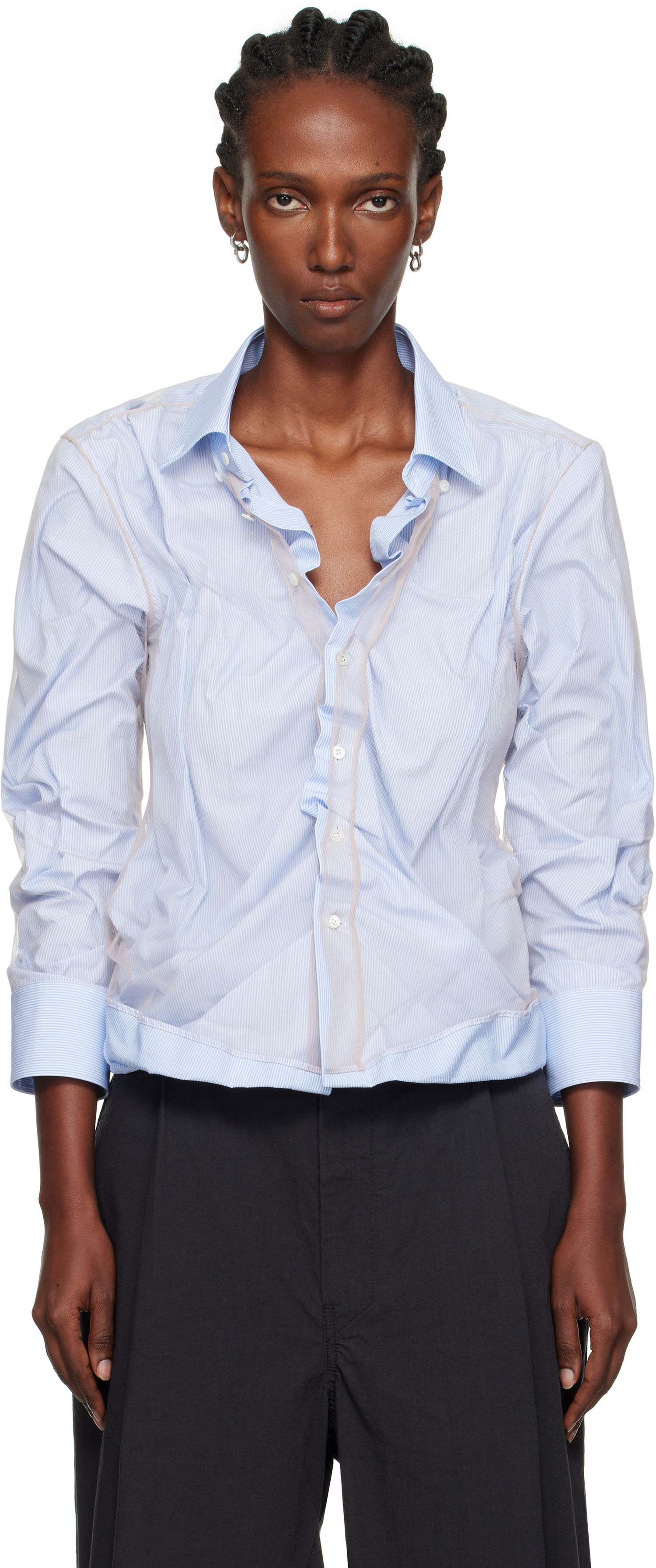 Риза Maison Margiela Maison Margiela Organic Cotton Button-Down Shirt Синьо | S29DL0218 MTN125, 0