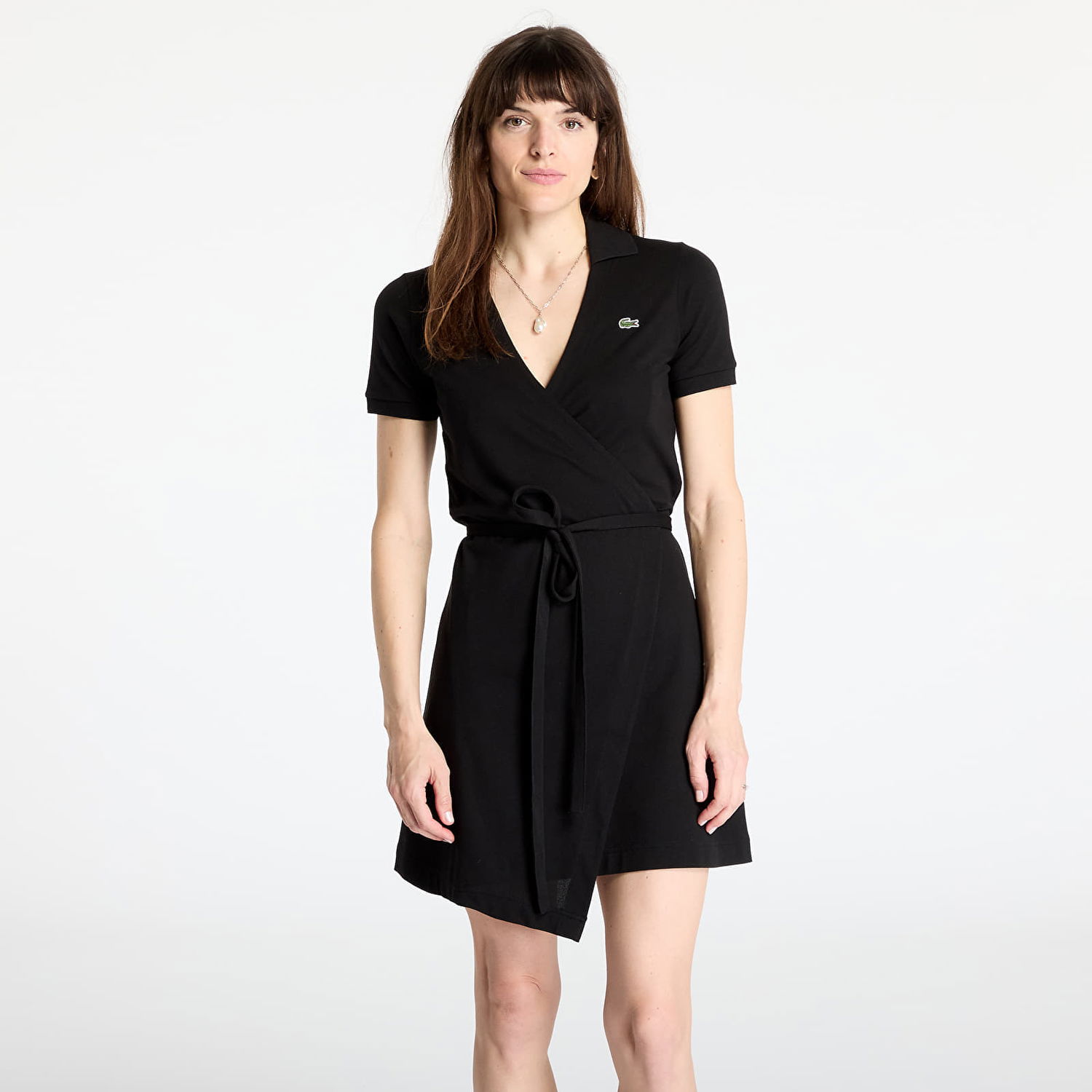 Pокля Lacoste Lacoste Stretch Mini Pique Wrap Dress Черно | EF7252 031, 0