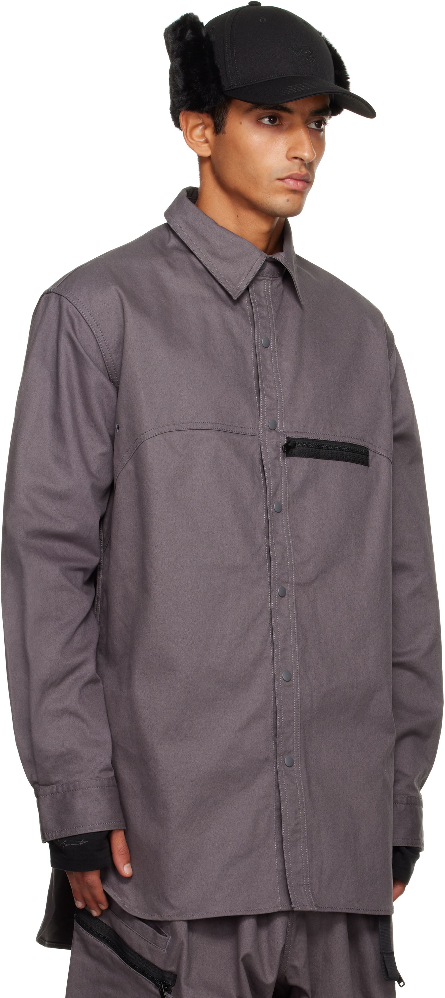 Риза Y-3 Y-3 Twill Shirt Сиво | KB2079, 1