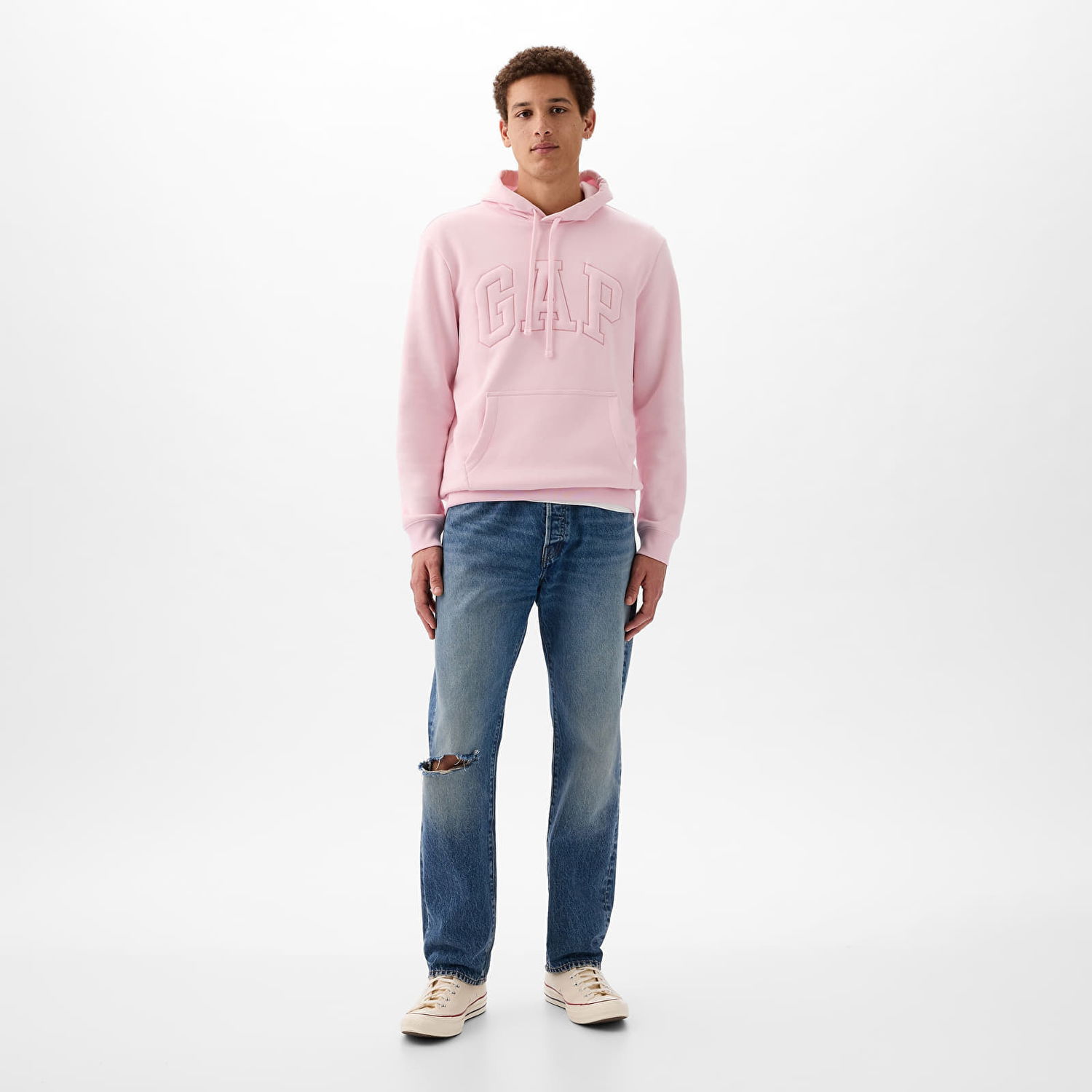 Суитчър GAP Pullover Puff Logo Hoodie Light Peony Розово | 890126-00, 1