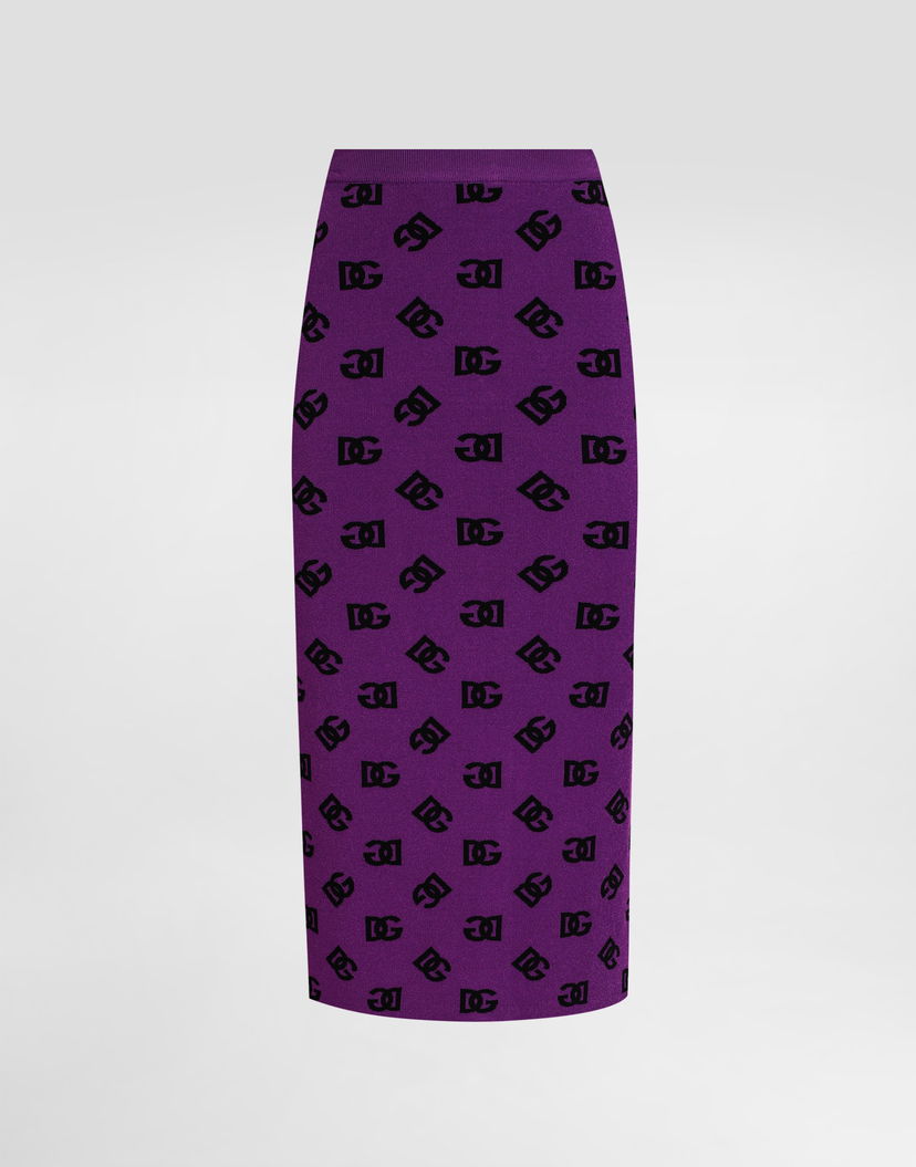 Пола Dolce & Gabbana Jacquard Pencil Skirt with DG Monogram and Slit Лилаво | FXO25TJGMB3F1540