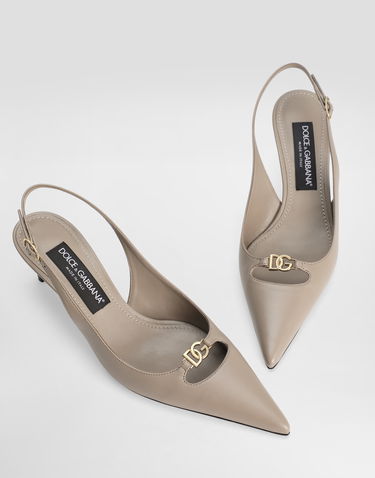Аксесоари Dolce & Gabbana Dolce & Gabbana Silk-Effect Nappa Leather Slingbacks Бежово | CG0796A19538I399, 3