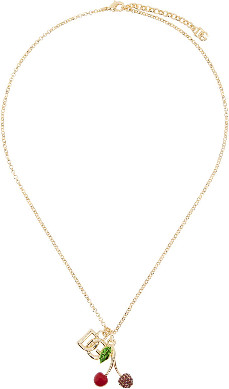 Колие Dolce & Gabbana Gold 'DG' Logo & Cherries Necklace Металик | WNP6C1W1111, 0