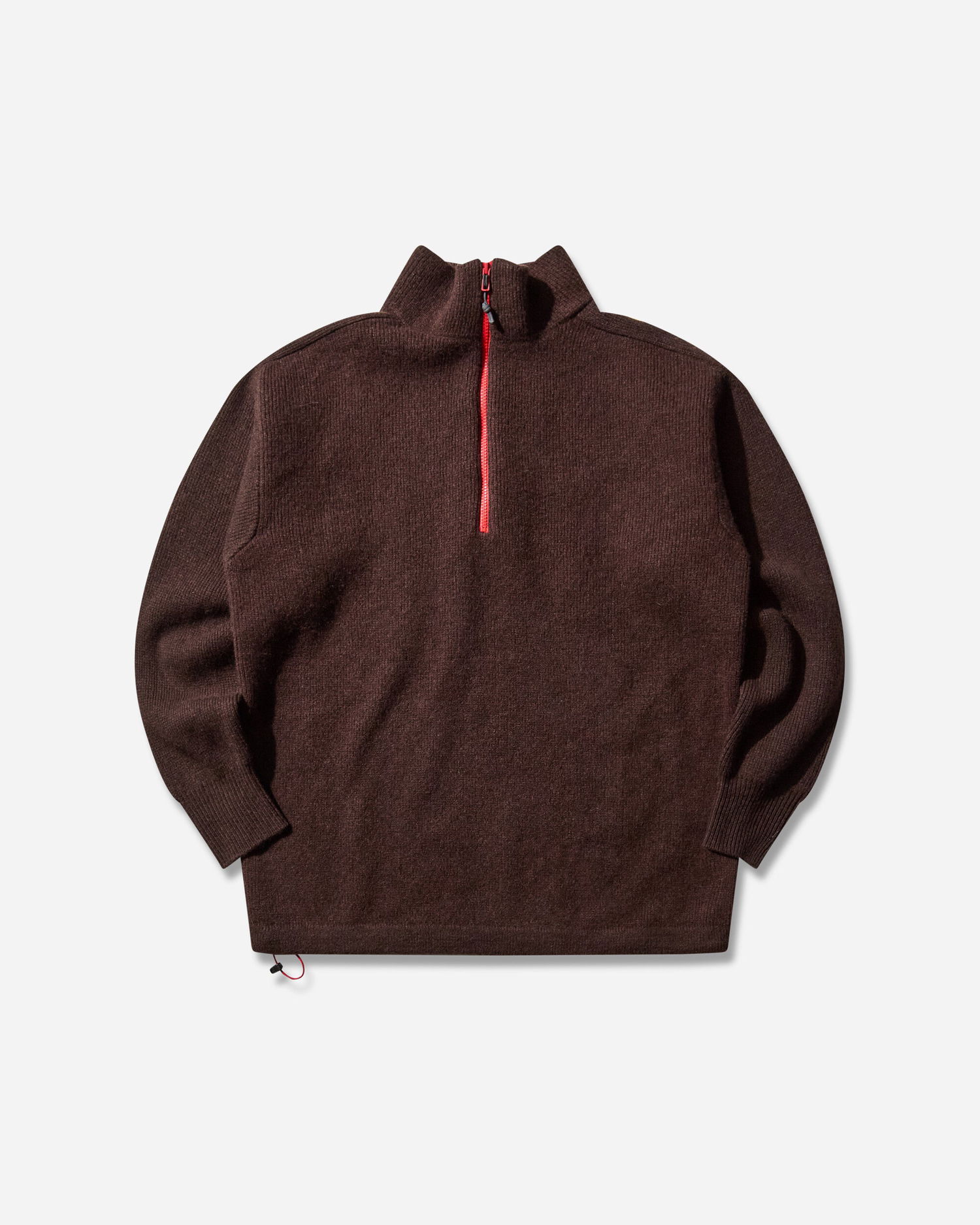 Пуловер GR10K Felted Half-Zip Sweater with Drawstring Hem Кафяво | CGB42200JE26 26, 1