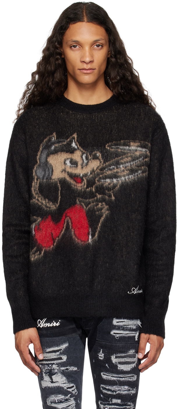 Пуловер AMIRI Record Wolf Sweater Черно | AW23MKL047-001