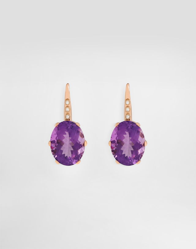 Anna Earrings In 18-carat Red Gold With Amethysts And Diamonds Onesize