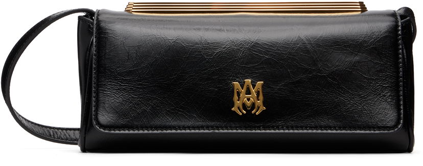 Дамска чанта AMIRI Leather 'MA' Gold-Tone Frame Clutch Черно | AWBGCH1005