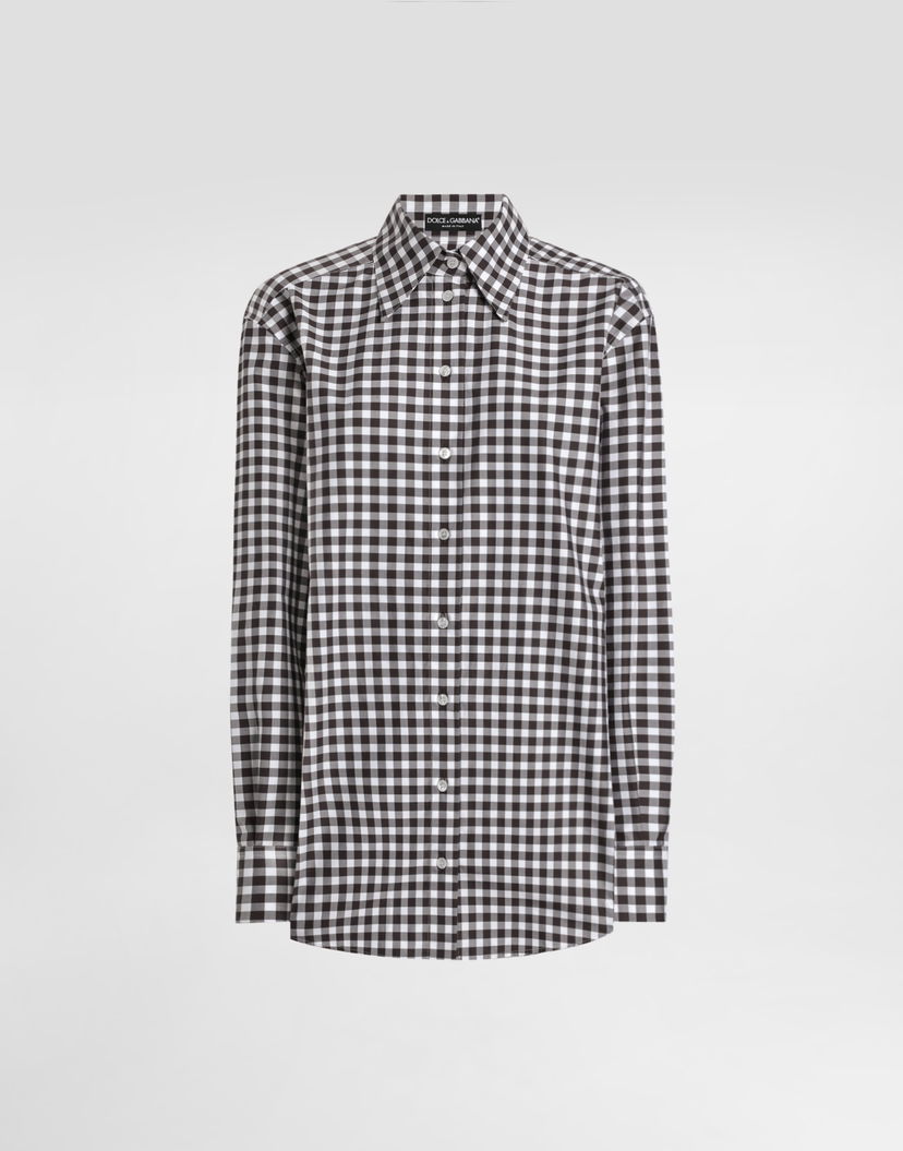 Риза Dolce & Gabbana Dolce & Gabbana Cotton Gingham Check Button-Down Shirt Кафяво | F5Q08TFQ5MYS8101