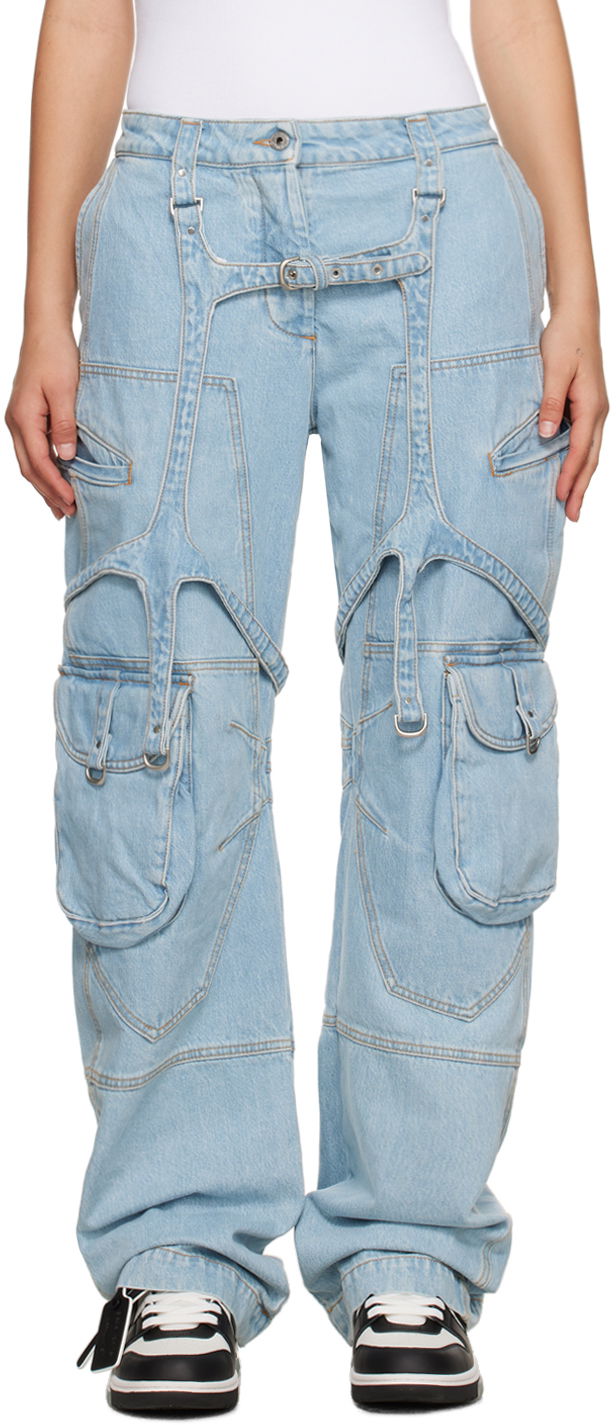 Дънки Off-White Harness Jeans Синьо | OWYB017F23DEN0014000