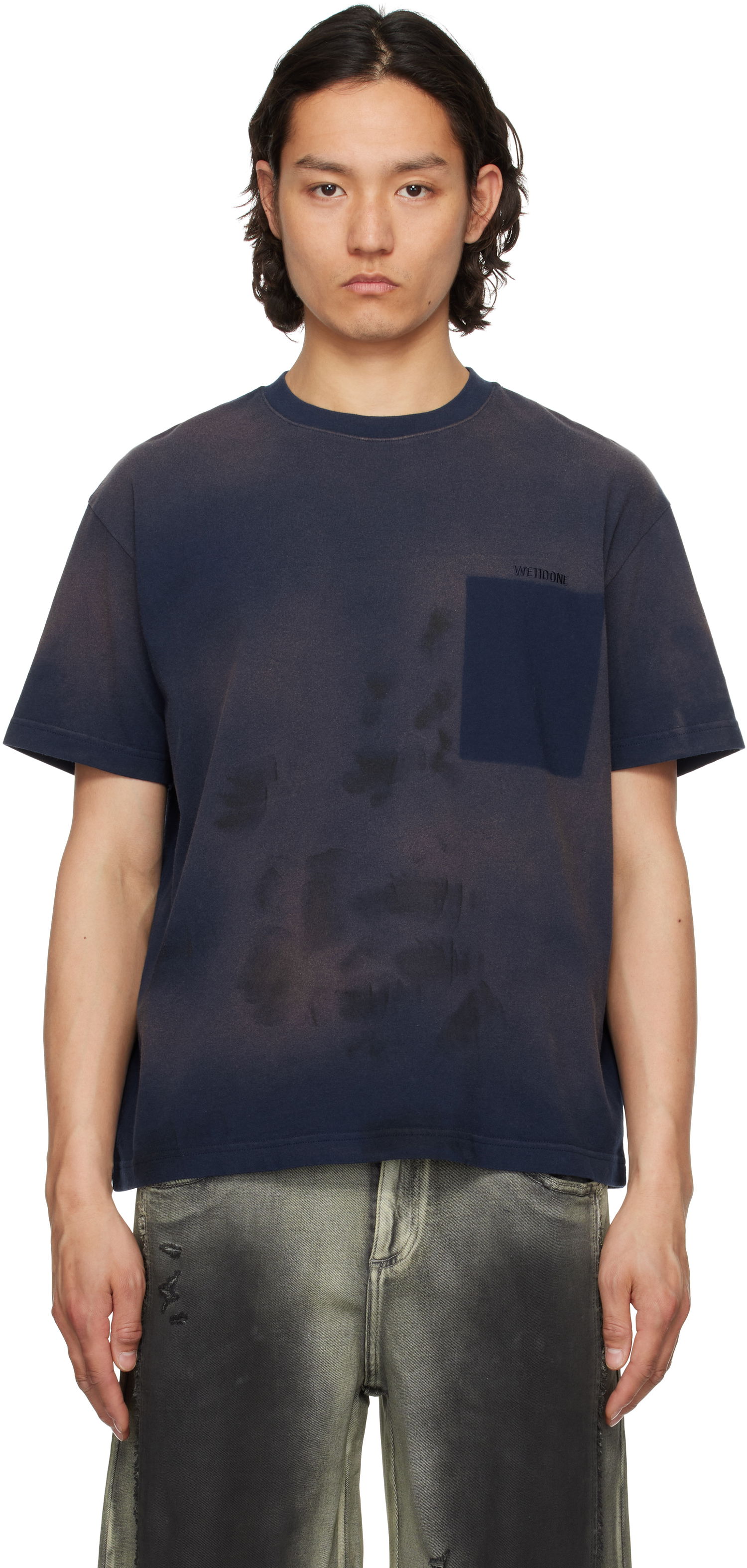 Тениска We11done We11done Embroidered Grunge T-Shirt Тъмно синьо | WD-TT1-25-725-U-NV, 0