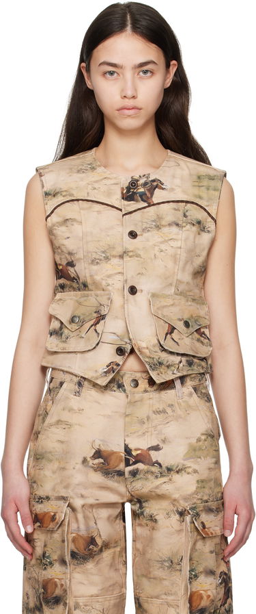 Жилетка Andersson Bell Andersson Bell Cowboy Print Vest Бежово | awa697w, 0
