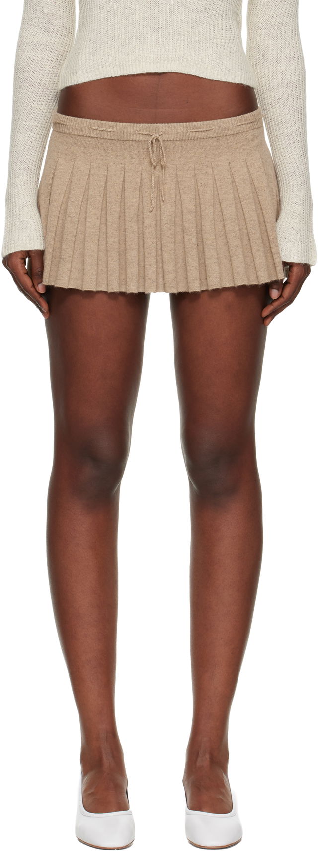 Vivienne Pleated Knit Drawstring Miniskirt