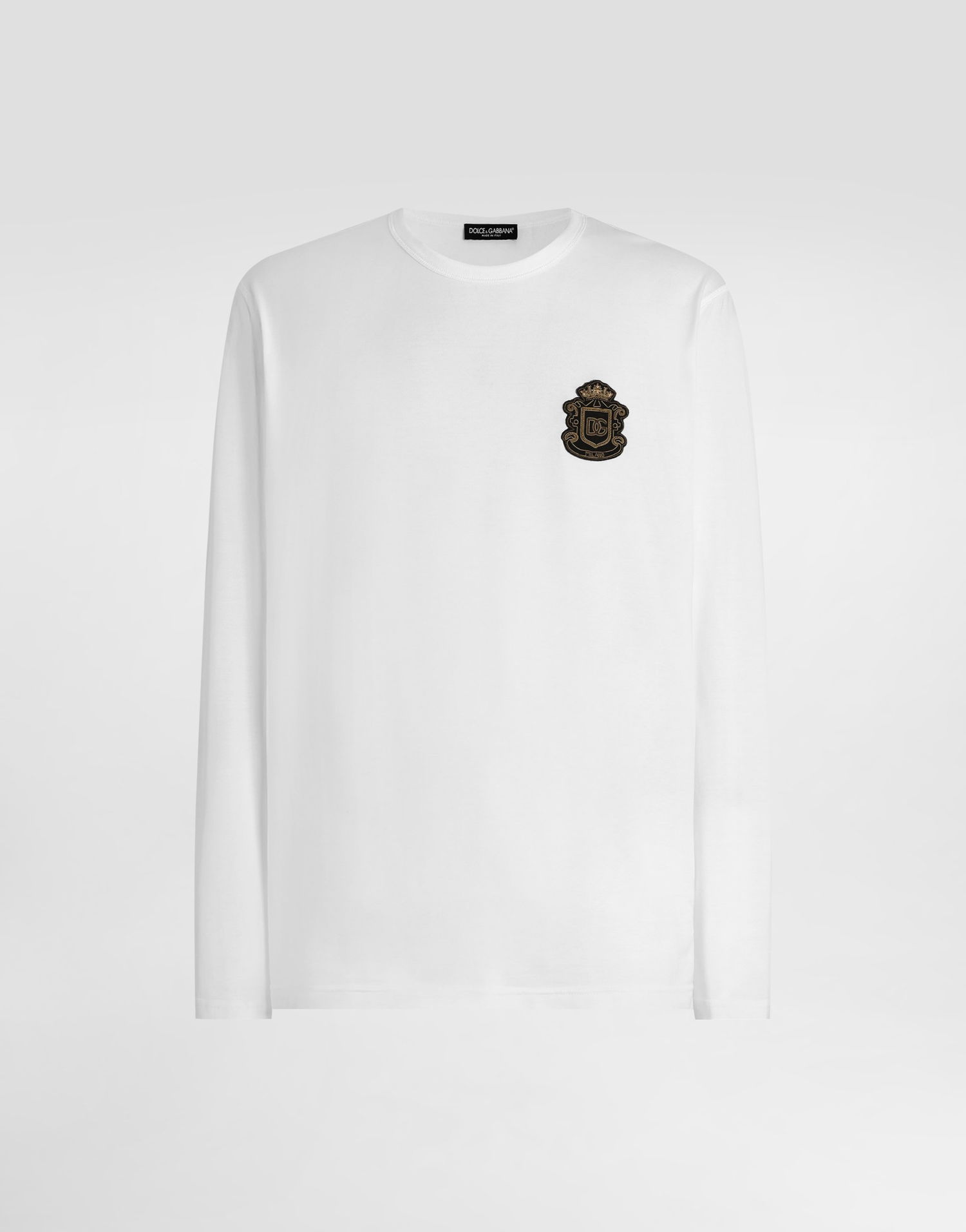 Тениска Dolce & Gabbana Cotton T-shirt With Heraldic Patch Бяло | G8PV0ZG7PZUW0800, 0