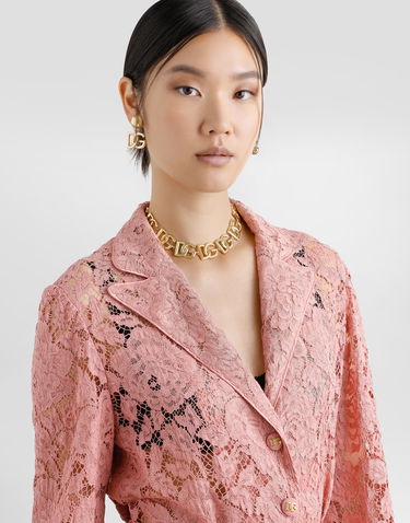 Пижама Dolce & Gabbana Dolce & Gabbana Floral Cordonetto Lace Pajama Shirt Розово | F5R56THLM7LF0473, 3