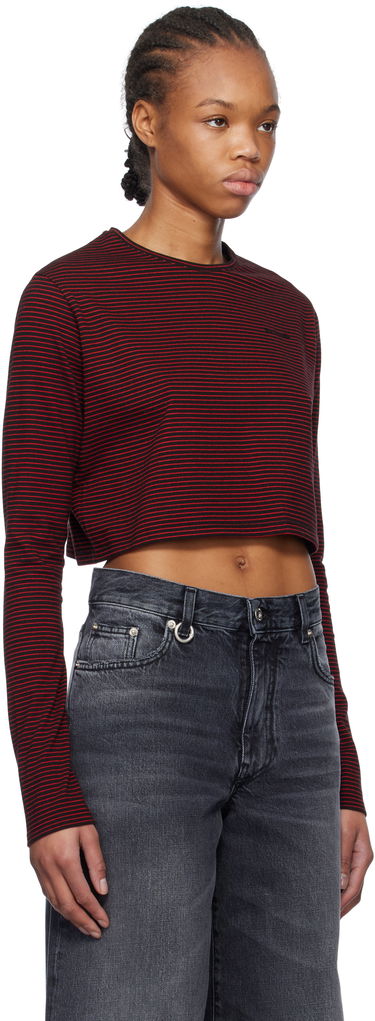 Съкратен топ We11done We11done Striped Cropped Longsleeve T-Shirt Червено | WD-TT0-25-716-W-BK, 1