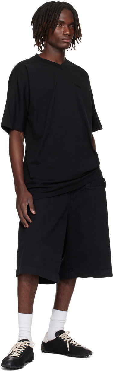 Тениска VETEMENTS Cut-Up V-Neck T-shirt Черно | UH76TR260B, 3