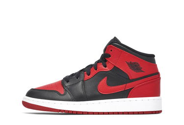 Кецове и обувки Jordan Air Jordan 1 Mid GS "Banned" Червено | 554725-074, 2