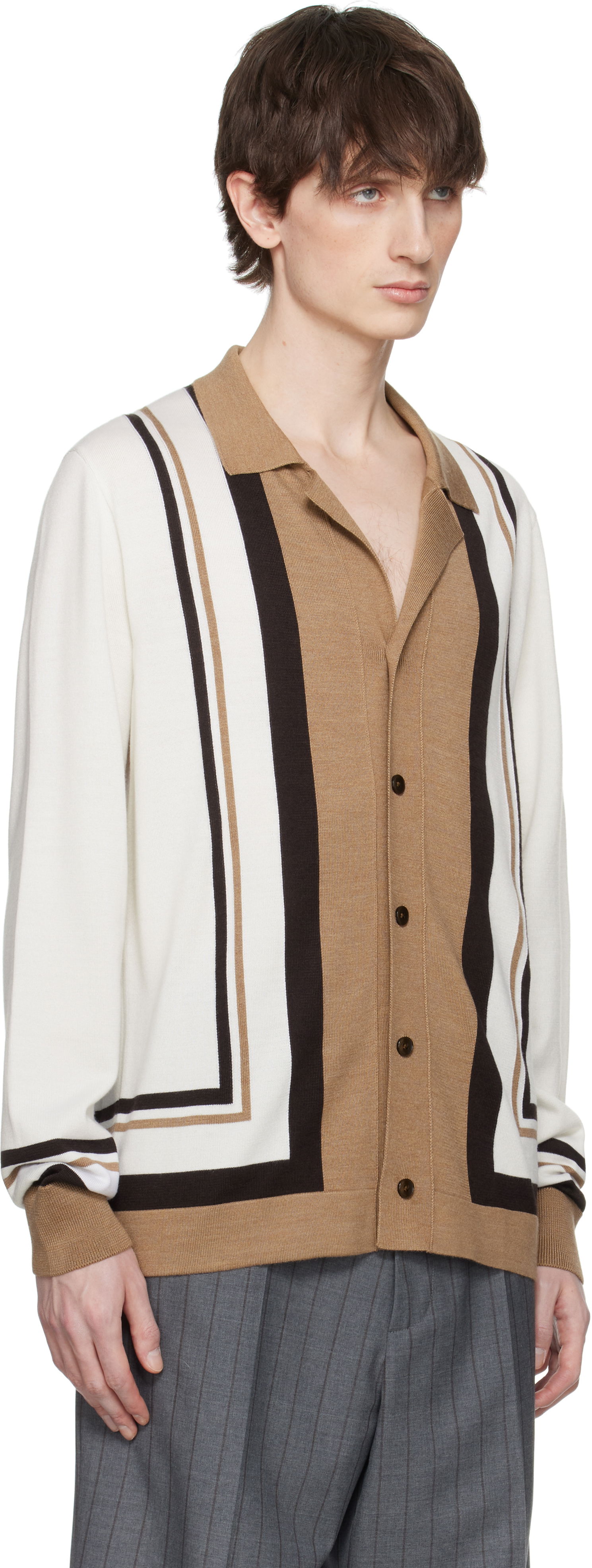 Пуловер Dolce & Gabbana Dolce&Gabbana Wool DG Embroidery Cardigan Кафяво | GXV35ZJFMDU, 1
