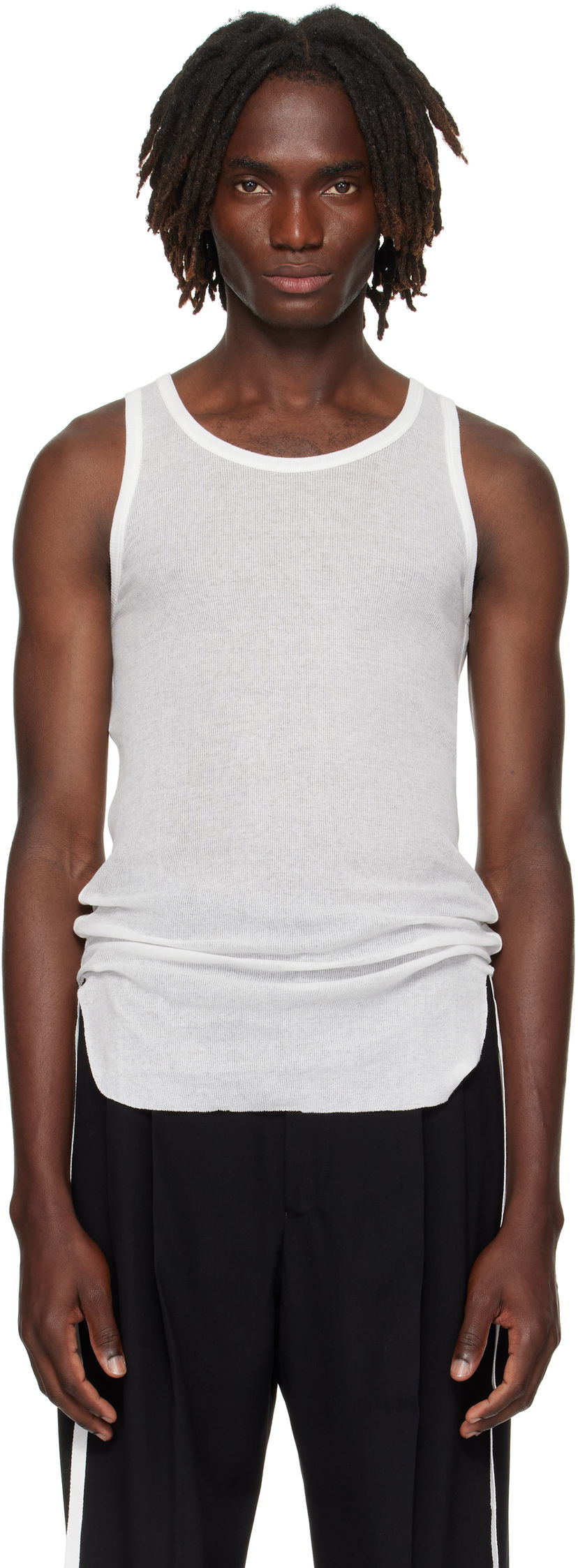 Потник Ann Demeulemeester Ann Demeulemeester Boris Wrinkled Cropped Tank Top Бяло | B0011785-FA434-002