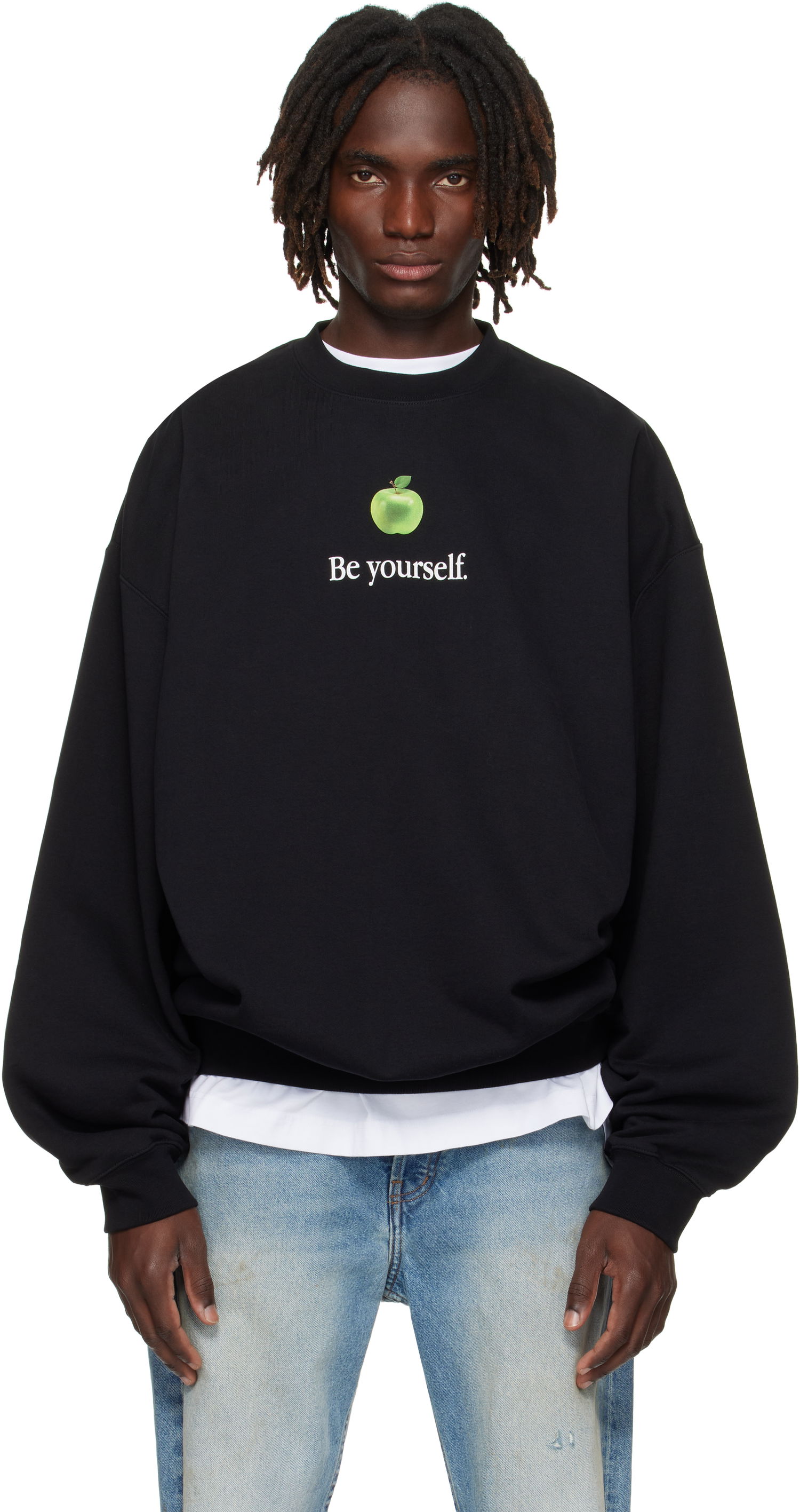 Суитчър VETEMENTS VETEMENTS 'Be Yourself' Oversized Sweatshirt Черно | UH76HD350B, 0