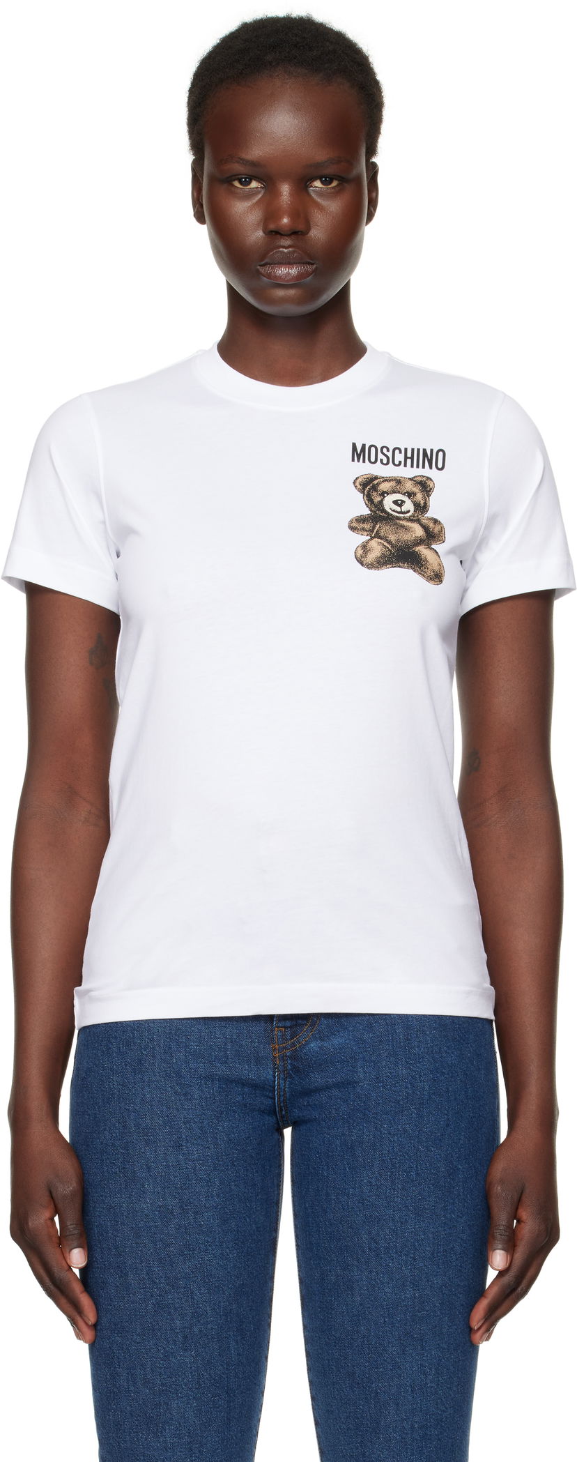 Тениска Moschino Teddy Bear Print T-Shirt Бяло | V070805411001