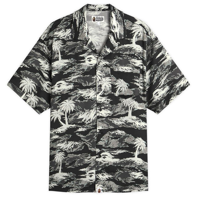 A Bathing Ape Palm Tree Camo Open Collar Pocket Shirt