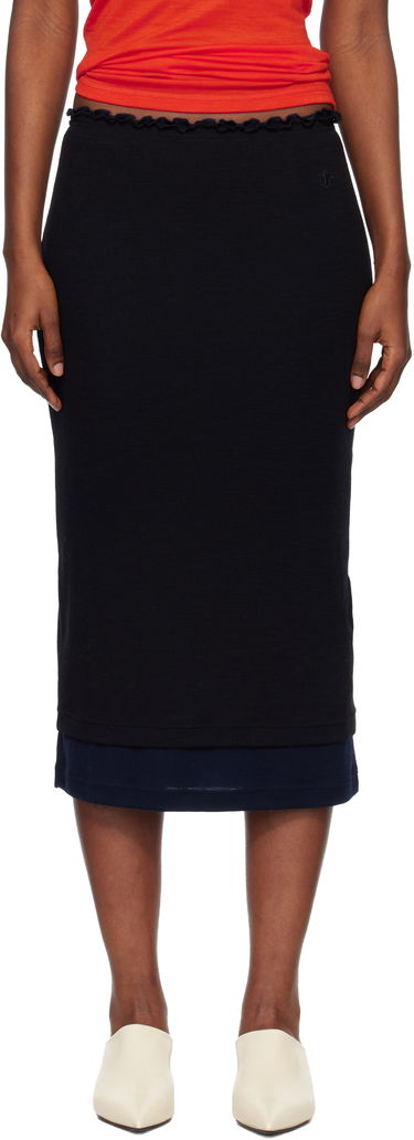 Пола Jil Sander Double Layer Midi Skirt Червено | J40FV0116_J20226, 4