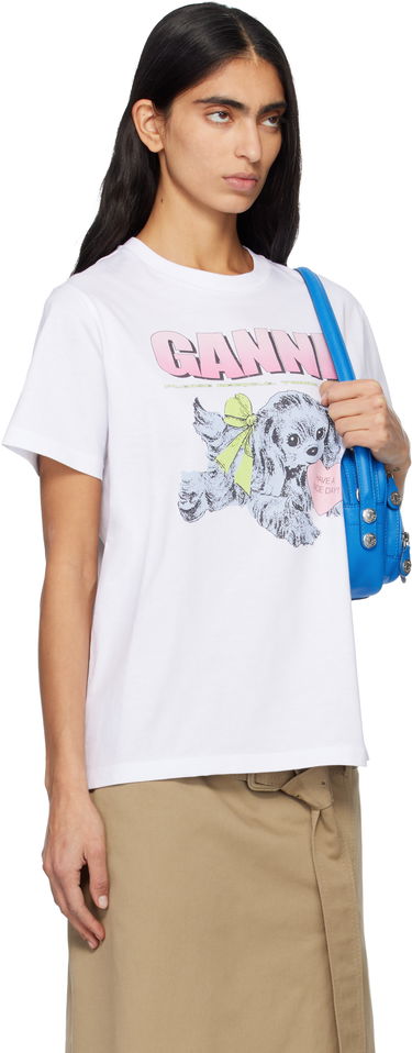 Тениска GANNI Puppy Graphic T-shirt Бяло | T4334, 1