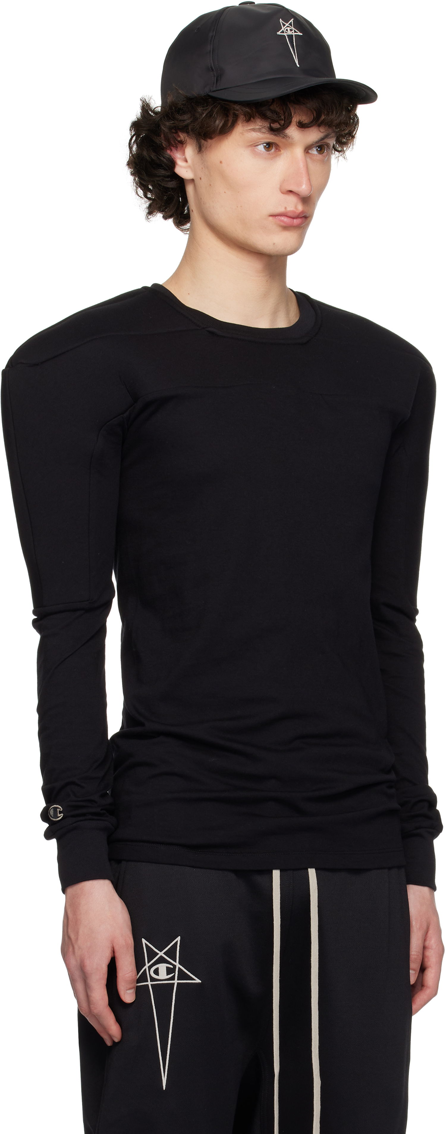 Шапка с козирка Rick Owens Rick Owens Champion Edition Girdered Harness T-shirt Черно | CM01E1707 CHJG JERSEY, 1