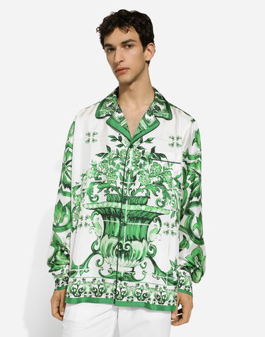 Риза Dolce & Gabbana Majolica Print Silk Twill Shirt Бяло | G5IF1THI1SVHV3TN, 3