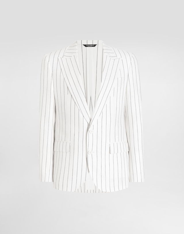 Dolce & Gabbana Single-Breasted Pinstripe Linen-Blend Jacket