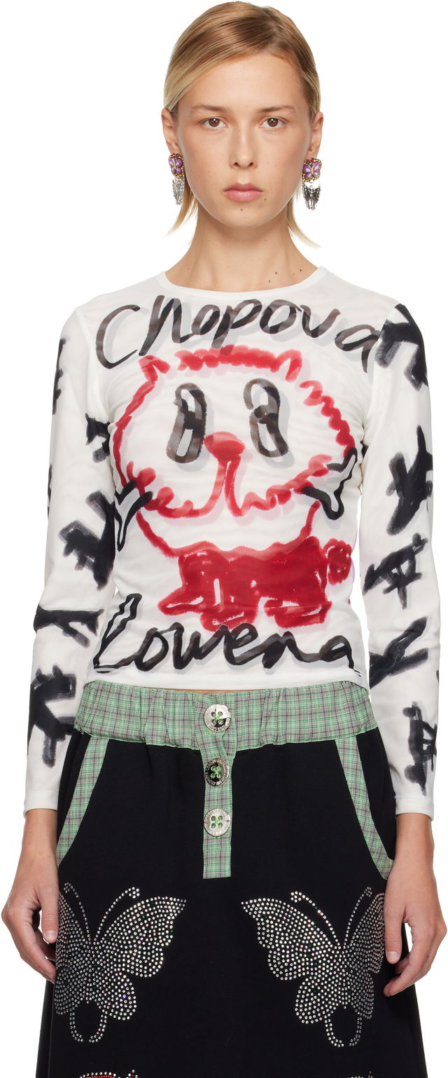 Chopova Lowena Long-Sleeve Graphic Mesh T-shirt