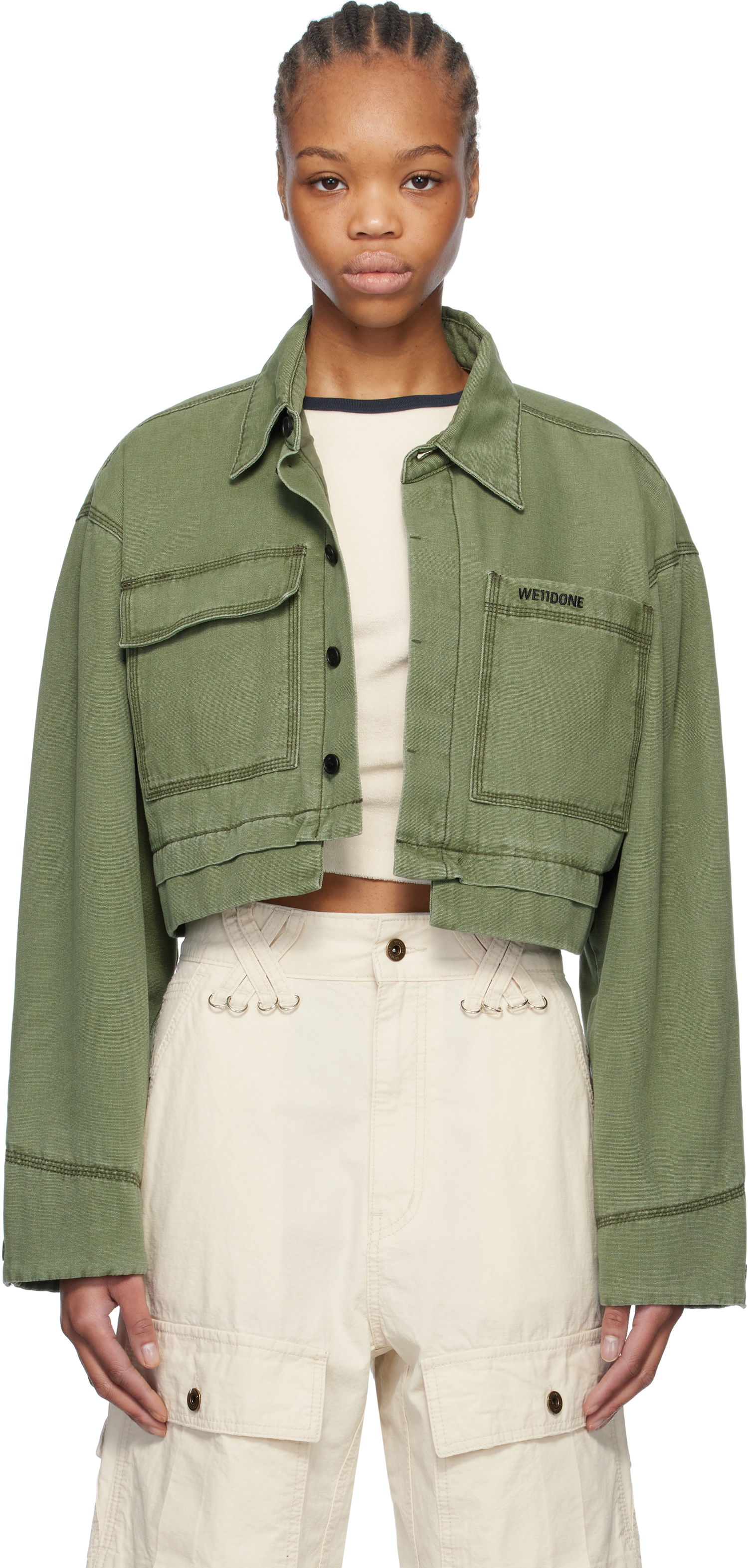 Яке We11done We11done Cropped Work Jacket Зелено | WD-JK0-25-055-W-KK, 0