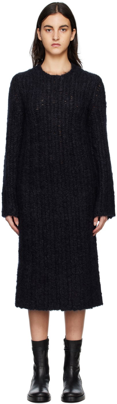 Pокля Ann Demeulemeester Margreet Black Midi Knit Dress Синьо | 2202-W-KN23-FA214-099