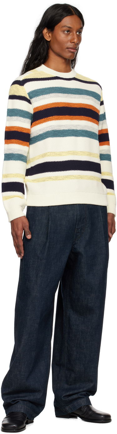 Пуловер MAISON KITSUNÉ Maison Kitsuné Comfort Striped Sweater Бяло | OM00807KT1129, 3