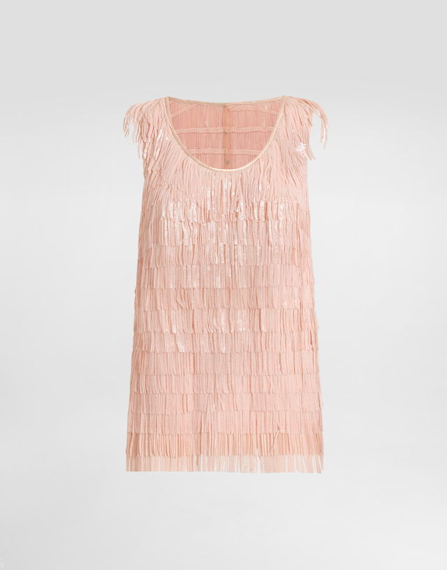 Dolce & Gabbana Sleeveless Sequin Fringe Top
