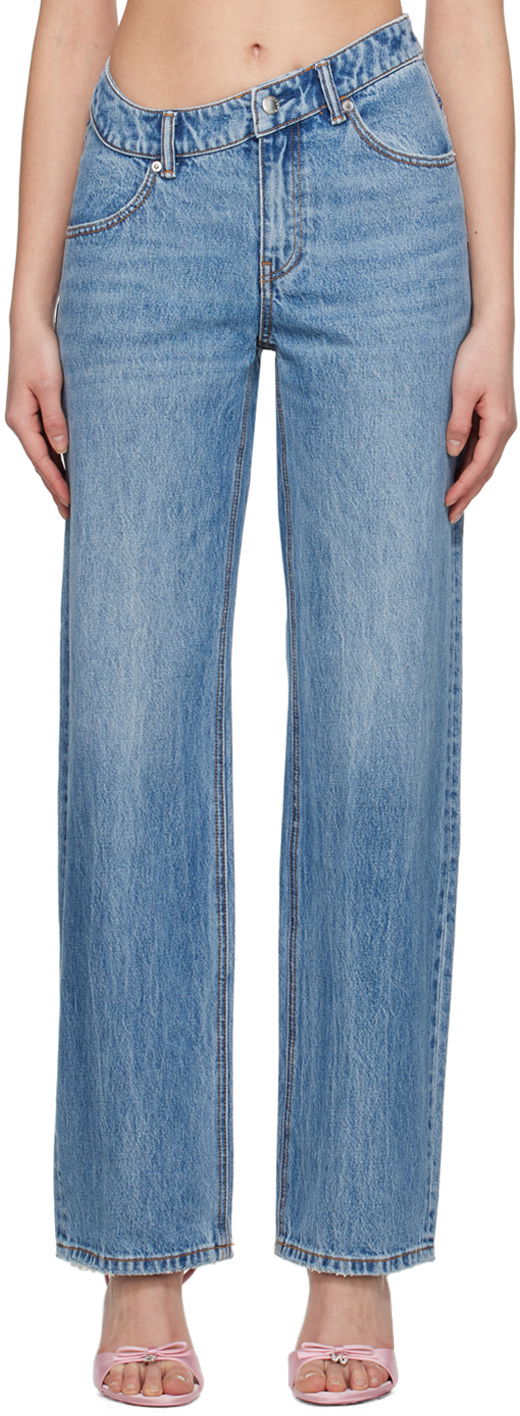 Дънки Alexander Wang Alexander Wang Asymmetric Slouchy Jeans Синьо | 4DC2234548