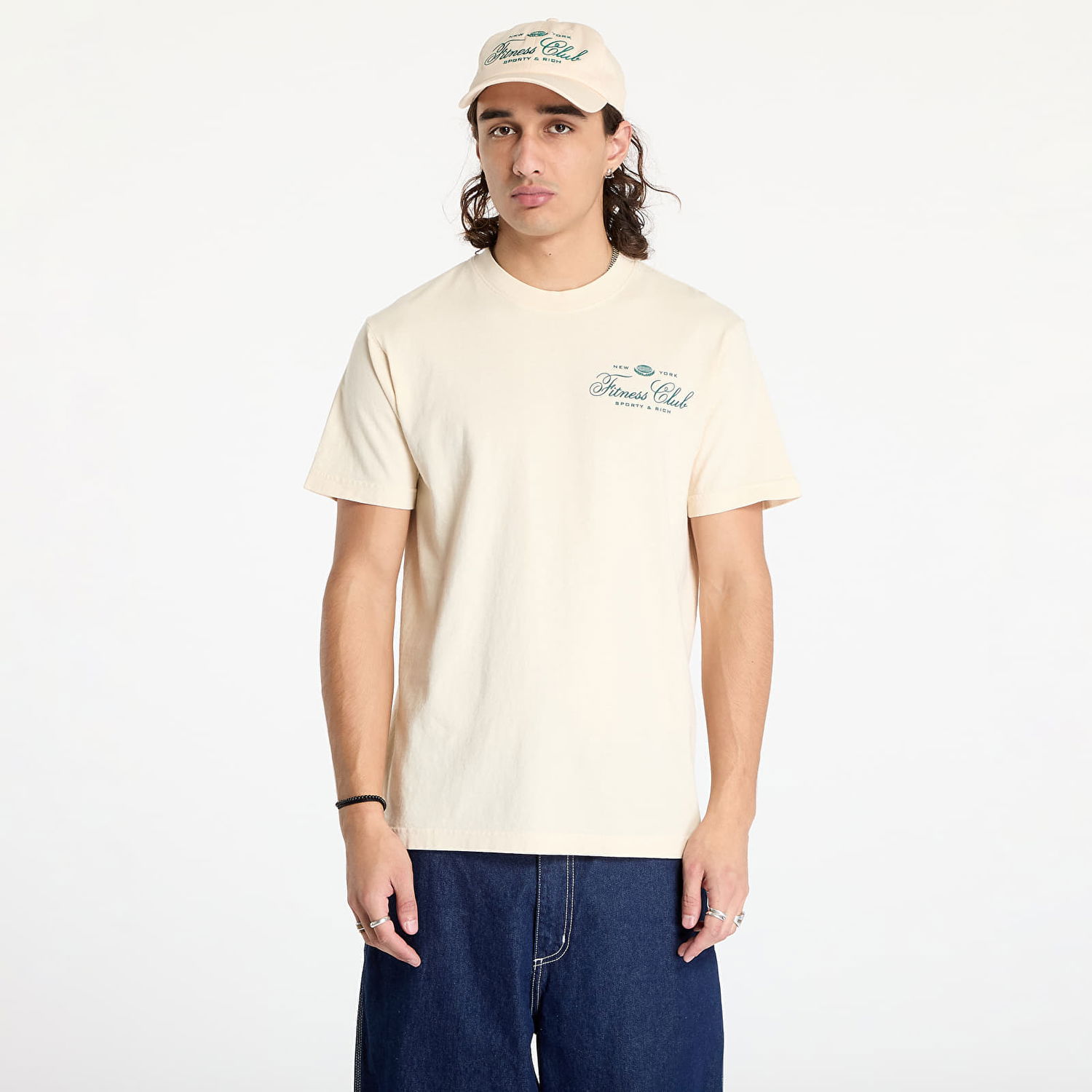Тениска Sporty & Rich Fitness World T-Shirt UNISEX Cream/ Alpine XS Бежово | TO043516166CR01, 0