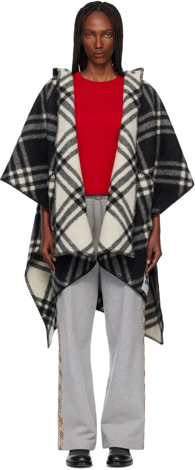 Check Wool Reversible Cape