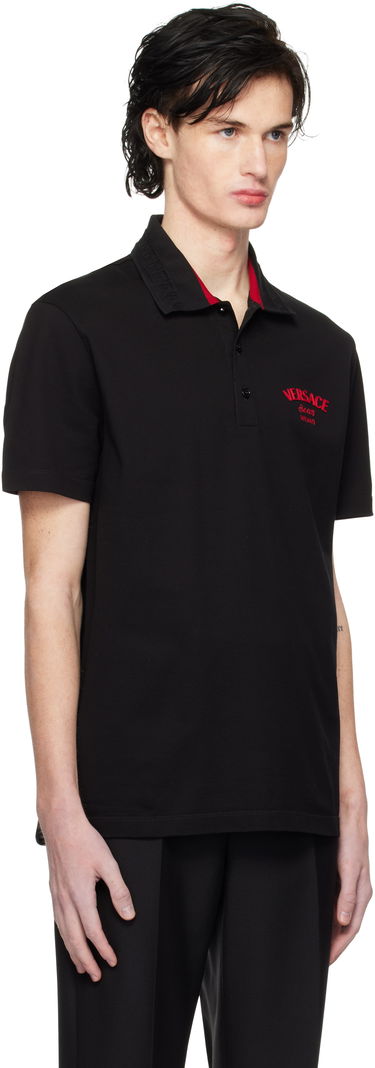 Поло тениска Versace Embroidered Stamp Polo Черно | 1013906_1A12348, 1