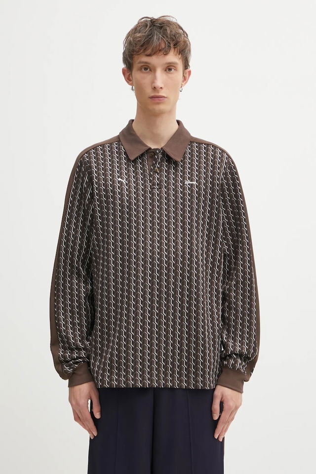 PUMA x JJJJOUND Geometric Pattern Long-Sleeve Polo Shirt