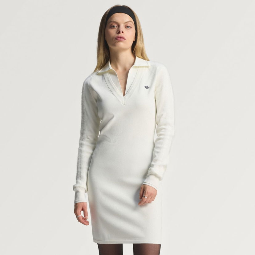 Pокля adidas Performance Long Sleeve Collared Dress Бяло | JW7322
