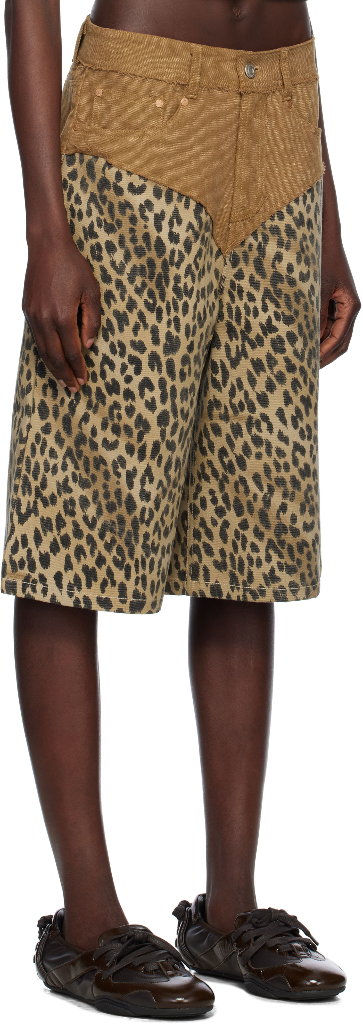Къси панталони Andersson Bell Oxford Combo Leopard Shorts Бежово | apa821w, 1