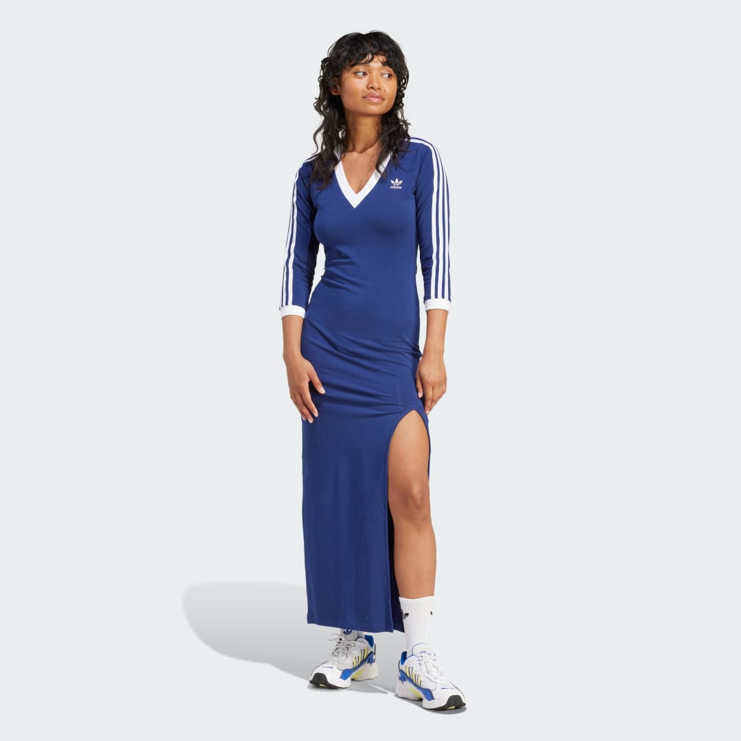 Pокля adidas Originals Adicolor Classics 3-Stripes Maxi Dress Тъмно синьо | IP2987, 1