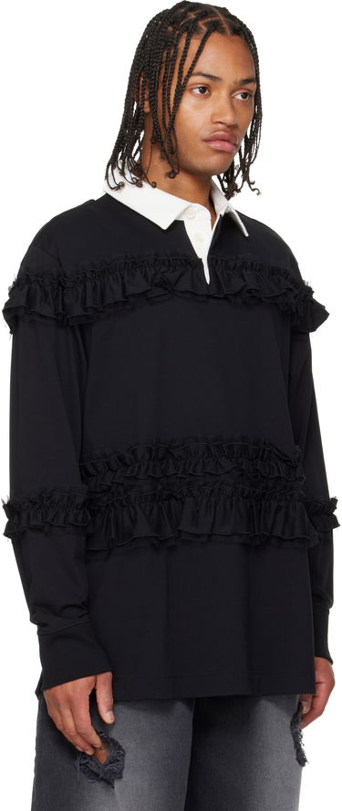 Поло тениска Simone Rocha Simone Rocha Ruffle Rugby Polo Черно | 5360 1282, 1